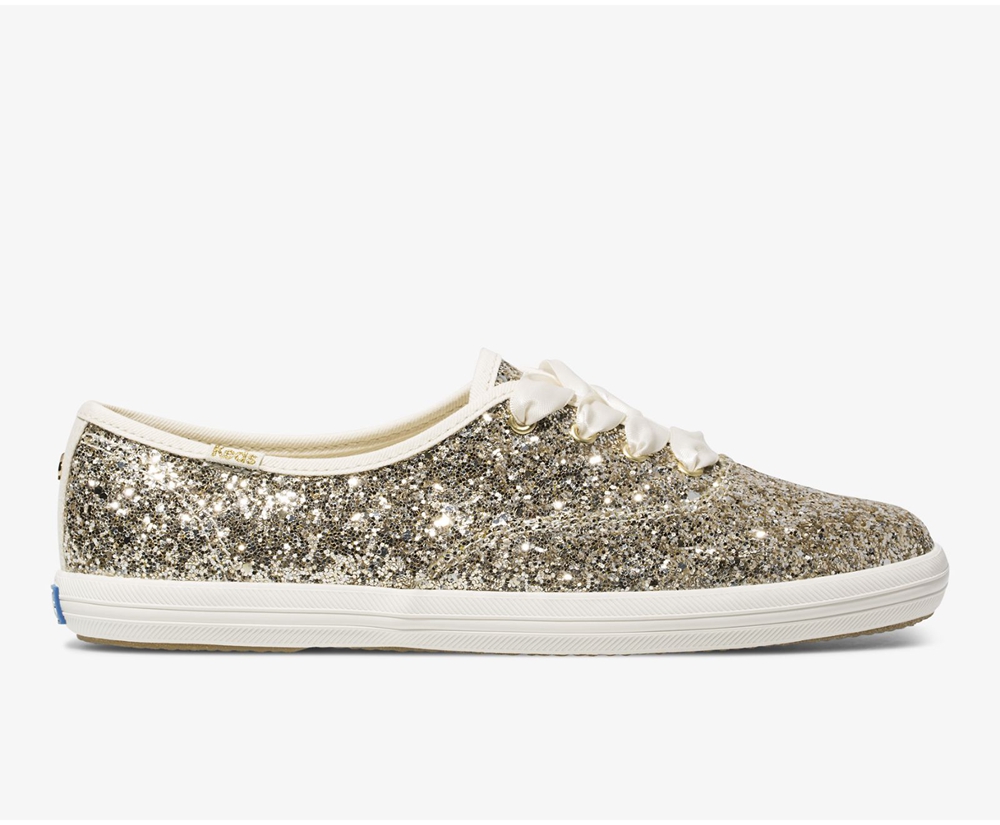 Keds Sneakers Gold - Kate Spade new york Champion Glitter - Womens QMRSGF-095